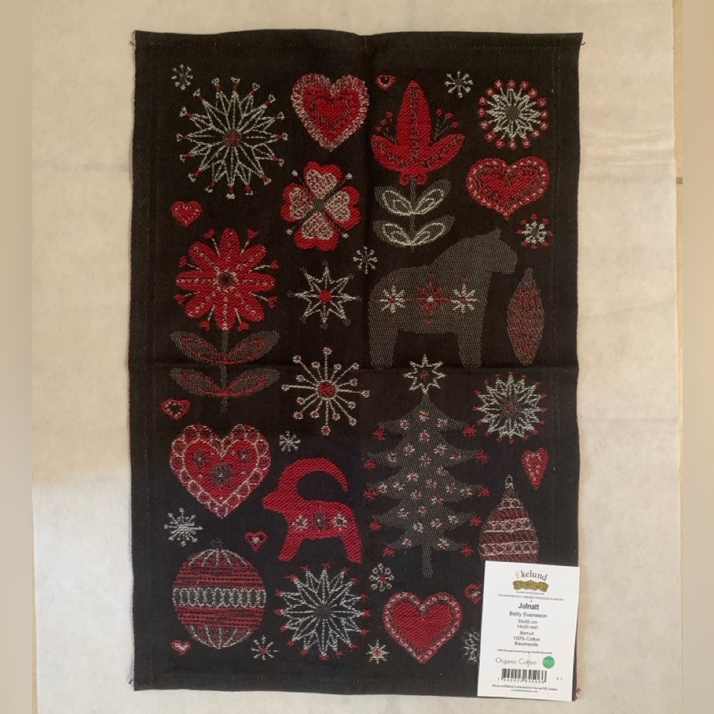 NWT Ekelund "Julnatt" Organic Cotton Tea Towel, 14x20" (35x50 cm)